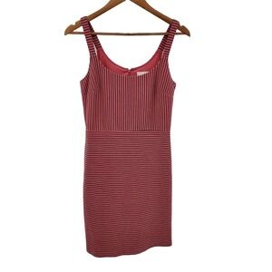 LOFT Pink Black Striped Sleeveless Stretch Sheath Dress Casual Chic Womens 4
